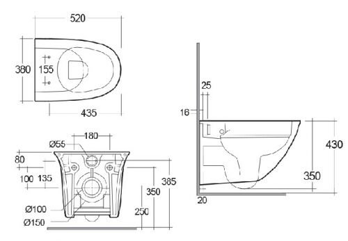 Rak-SENSATION Унитаз подвесной безободковый со скрытым монтажом, сиденье с м/л RAK Ceramics в Анапе