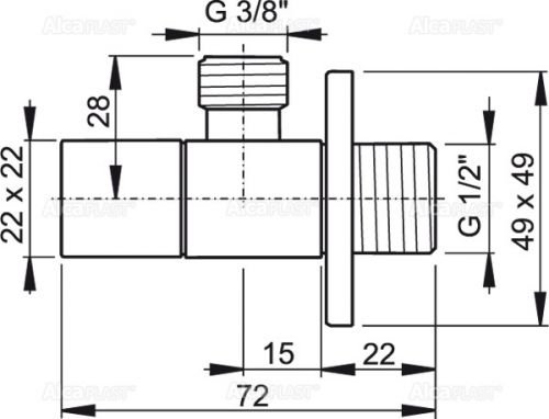 ARV002 Угловой вентиль 1/2" × 3/8", квадратный Alca Plast в Анапе